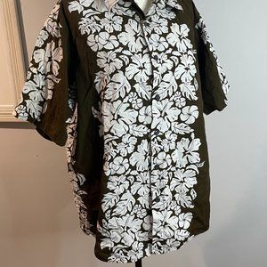 Pineapple Connection Hawaiian Shirt Men’s Size L Brown/White Floral Pre-Owned